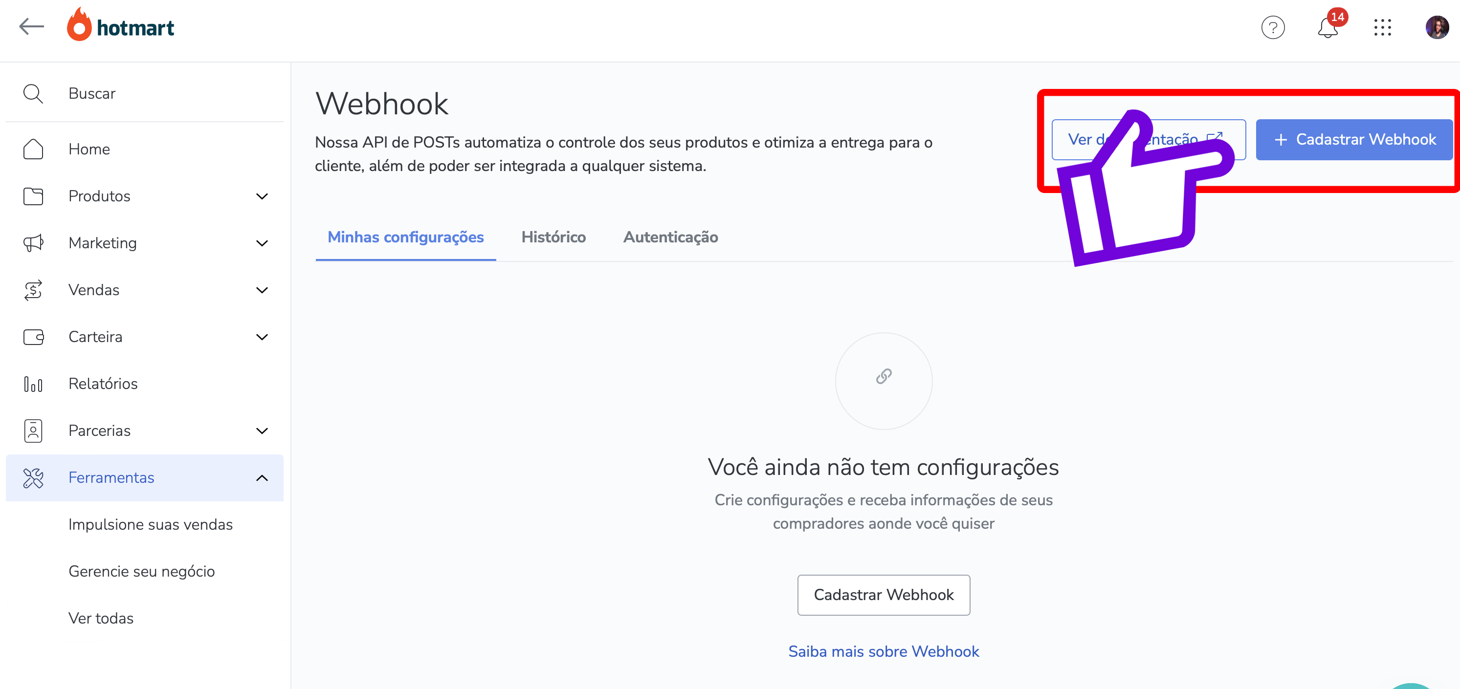Webhook Botgram e Hotmart - Passo 3
